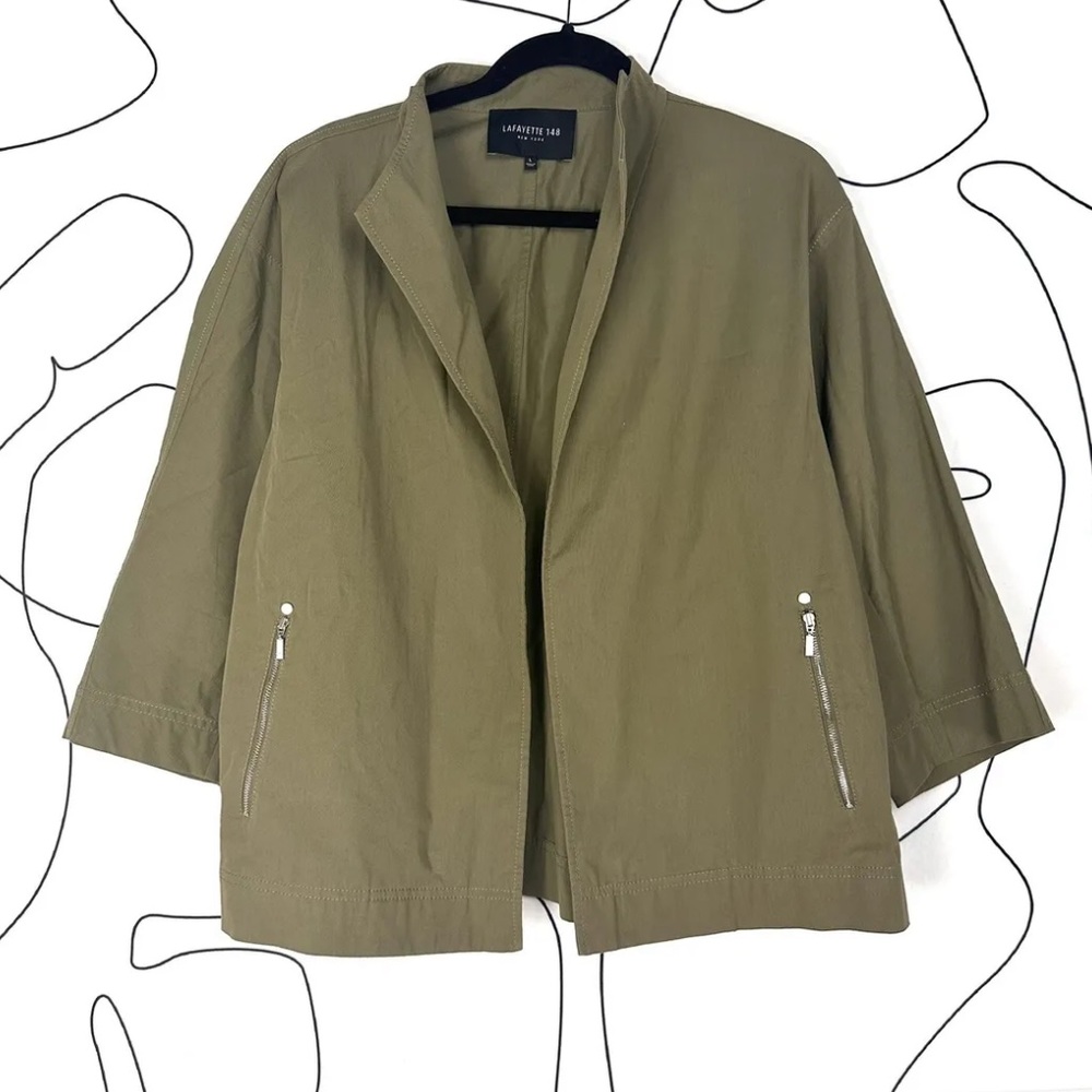 LAFAYETTE 148 NEW YORK Pesto Olive Green Adam Swing Jacket - Picture 3 of 7